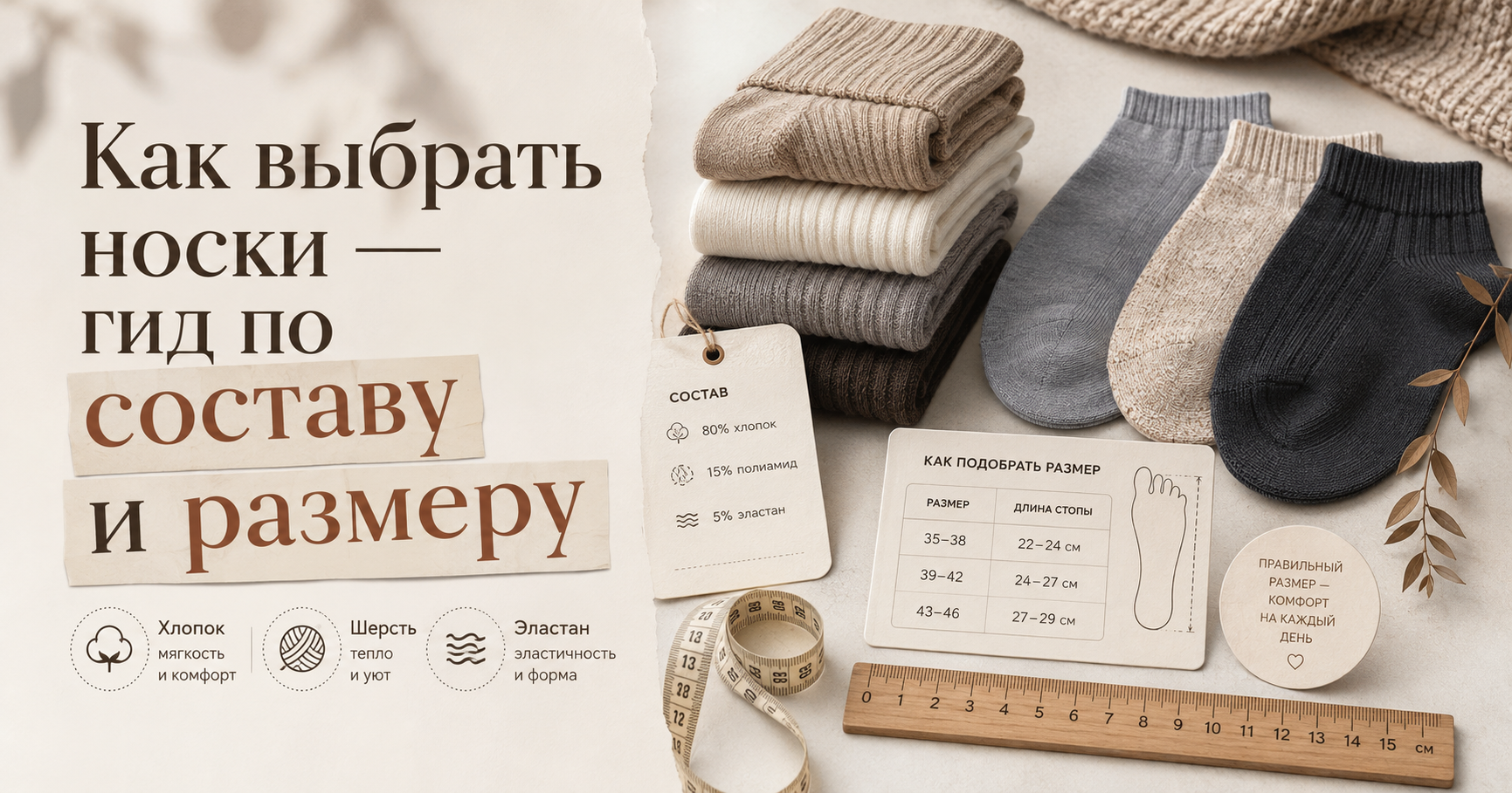 Как выбрать носки: гид по составу и размеру